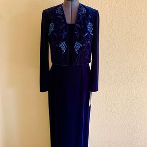 Formal blue velvet dress